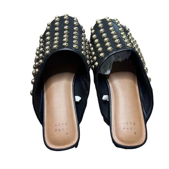 A NEW DAY Channing Slip On Mule Flats Studded Jet Black - Picture 3 of 5